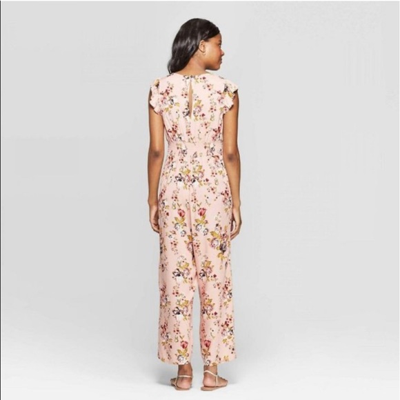 xhilaration floral jumpsuit w/smocked waist - Picture 2 of 5